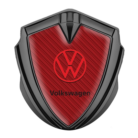 VW Emblem Metal Badge Graphite Red Carbon Crimson Logo Edition
