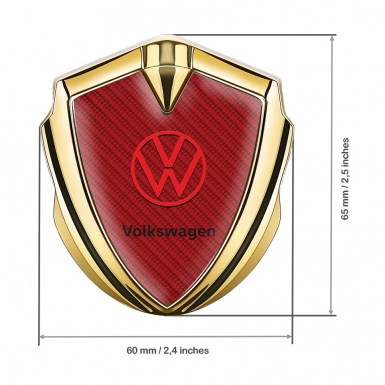 VW Emblem Metal Badge Gold Red Carbon Crimson Logo Edition