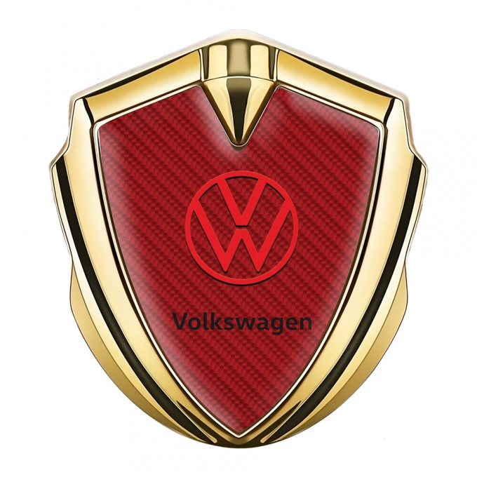 VW Emblem Metal Badge Gold Red Carbon Crimson Logo Edition