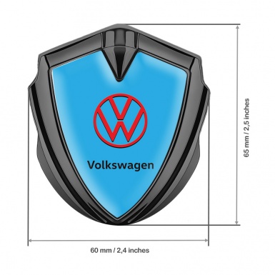 VW Emblem Car Badge Graphite Sky Blue Base Crimson Logo Design