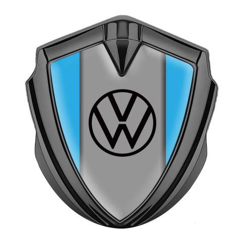 VW Bodyside Emblem Self Adhesive Graphite Blue Grey Base Black Logo