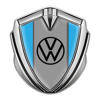 VW Bodyside Emblem Self Adhesive Silver Blue Grey Base Black Logo