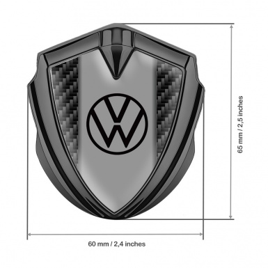 VW Metal Domed Emblem Graphite Black Carbon Base Dark Logo Motif