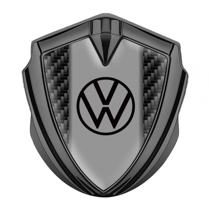 VW Metal Domed Emblem Graphite Black Carbon Base Dark Logo Motif