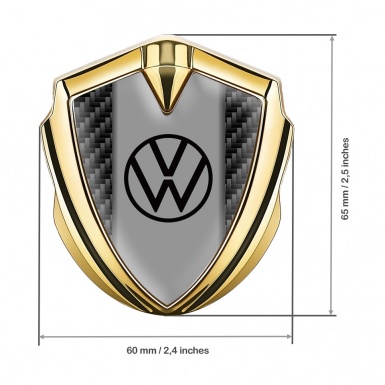 VW Metal Domed Emblem Gold Black Carbon Base Dark Logo Motif