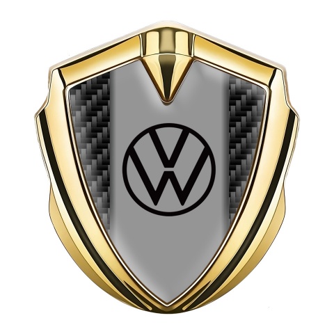 VW Metal Domed Emblem Gold Black Carbon Base Dark Logo Motif