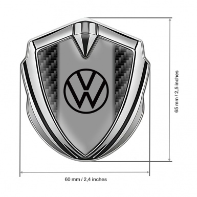 VW Metal Domed Emblem Silver Black Carbon Base Dark Logo Motif