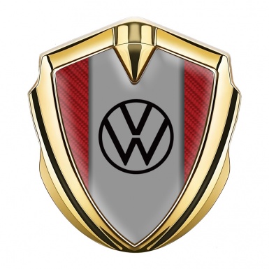 VW Badge Self Adhesive Gold Red Carbon Grey Center Panel