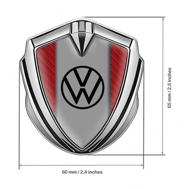 VW Badge Self Adhesive Silver Red Carbon Grey Center Panel