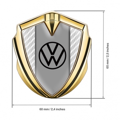 VW Emblem Badge Self Adhesive Gold White Carbon Grey Center Console