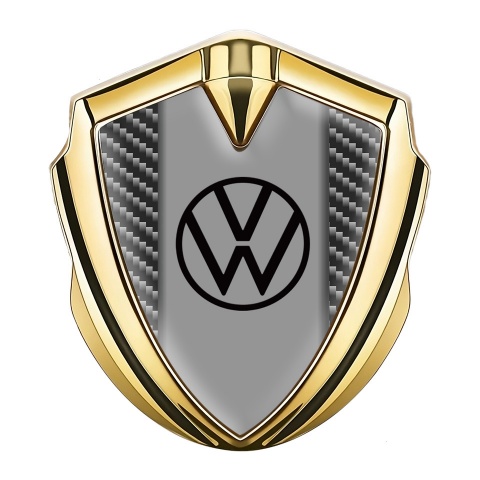 VW Emblem Fender Badge Gold Dark Carbon Grey Center Console