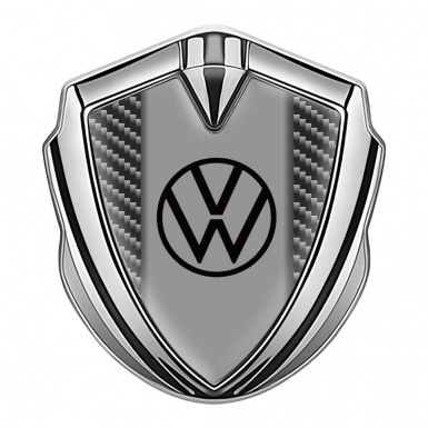 VW Emblem Fender Badge Silver Dark Carbon Grey Center Console