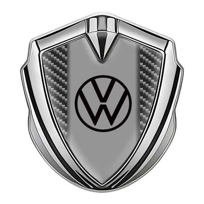 VW Emblem Fender Badge Silver Dark Carbon Grey Center Console
