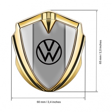 VW Metal Emblem Self Adhesive Gold Grey Fill Dark Center Console
