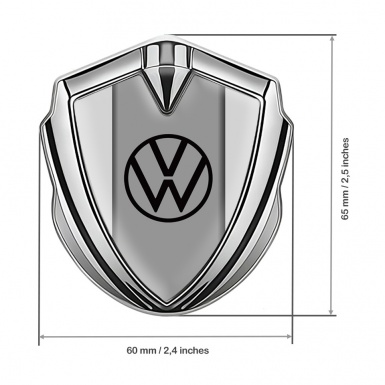 VW Metal Emblem Self Adhesive Silver Grey Fill Dark Center Console