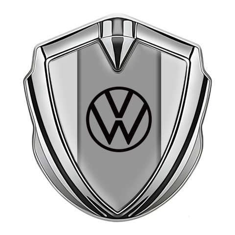 VW Metal Emblem Self Adhesive Silver Grey Fill Dark Center Console