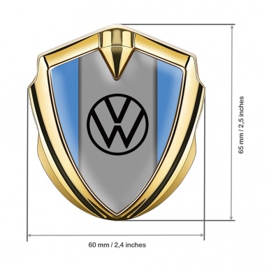 VW Fender Emblem Badge Gold Blue Grey Palette Design