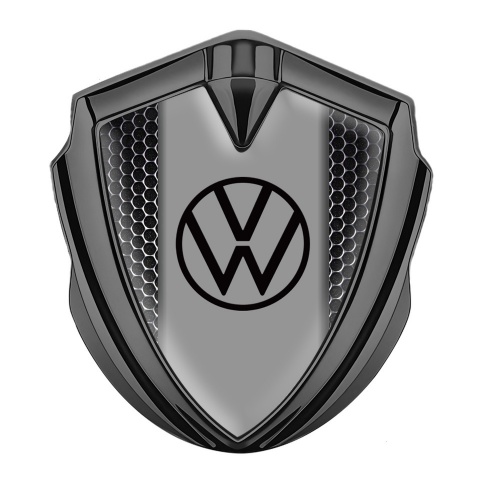 VW Emblem Trunk Badge Graphite Steel Grate Grey Palette Edition