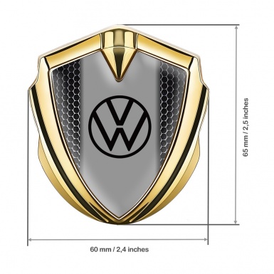 VW Emblem Trunk Badge Gold Steel Grate Grey Palette Edition