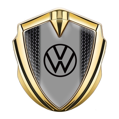 VW Emblem Trunk Badge Gold Steel Grate Grey Palette Edition