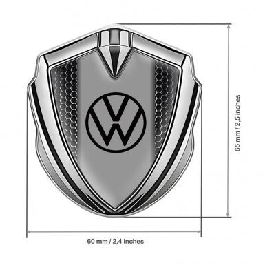 VW Emblem Trunk Badge Silver Steel Grate Grey Palette Edition