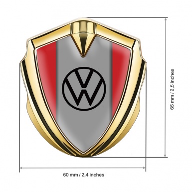 VW Domed Emblem Gold Crimson Frame Grey Palette Design