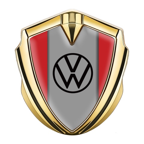 VW Domed Emblem Gold Crimson Frame Grey Palette Design
