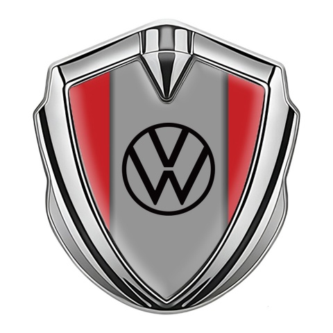 VW Domed Emblem Silver Crimson Frame Grey Palette Design