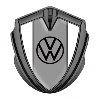 VW Emblem Ornament Graphite White Frame Grey Center Hub Design