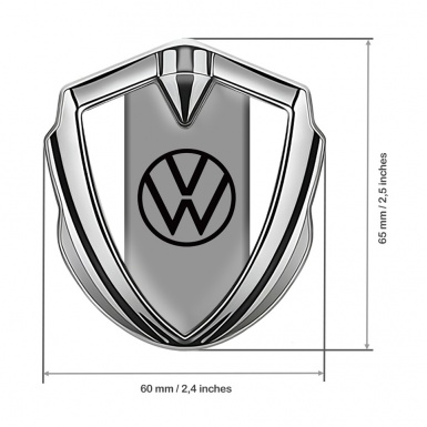VW Emblem Ornament Silver White Frame Grey Center Hub Design
