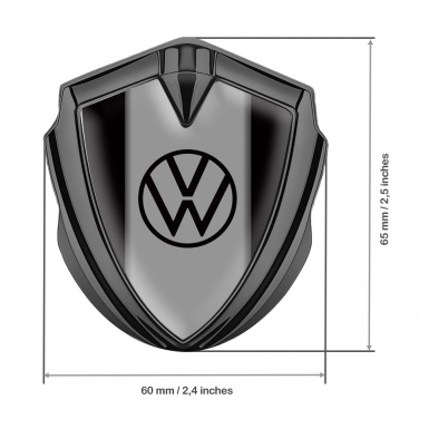 VW Emblem Metal Badge Graphite Black Frame Grey Hub Black Logo