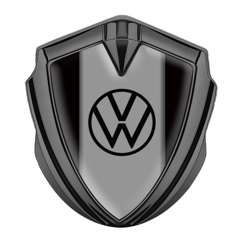 VW Emblem Metal Badge Graphite Black Frame Grey Hub Black Logo