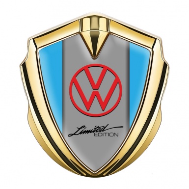 VW Bodyside Emblem Self Adhesive Gold Blue Frame Limited Edition