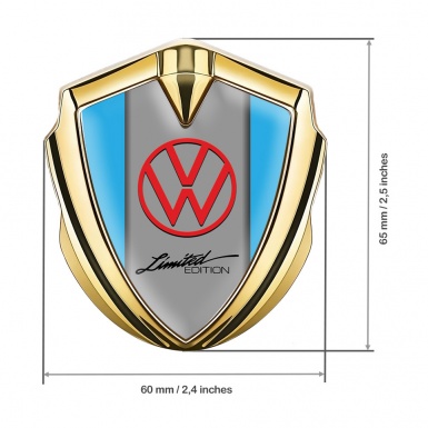VW Bodyside Emblem Self Adhesive Gold Blue Frame Limited Edition