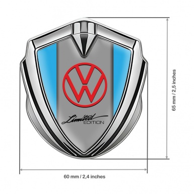 VW Bodyside Emblem Self Adhesive Silver Blue Frame Limited Edition