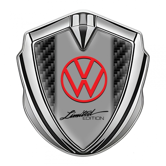 VW Metal Domed Emblem Silver Black Carbon Frame Limited Edition