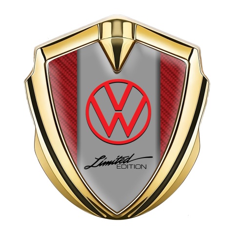 VW Badge Self Adhesive Gold Red Carbon Frame Limited Edition