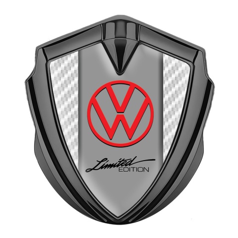 VW Emblem Badge Self Adhesive Graphite White Carbon Limited Edition