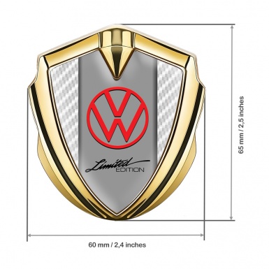 VW Emblem Badge Self Adhesive Gold White Carbon Limited Edition