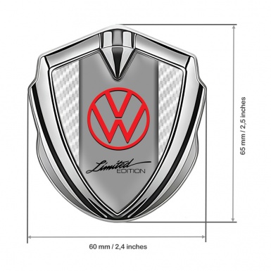 VW Emblem Badge Self Adhesive Silver White Carbon Limited Edition