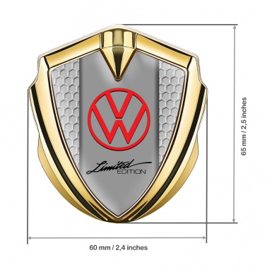 VW Emblem Fender Badge Gold Honeycomb Frame Limited Edition