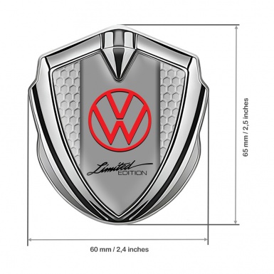 VW Emblem Fender Badge Silver Honeycomb Frame Limited Edition
