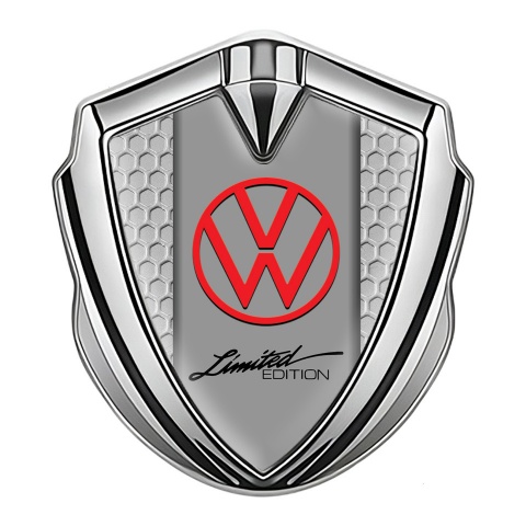 VW Emblem Fender Badge Silver Honeycomb Frame Limited Edition