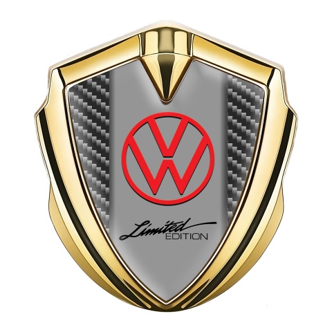 VW Emblem Trunk Badge Gold Dark Carbon Frame Limited Edition