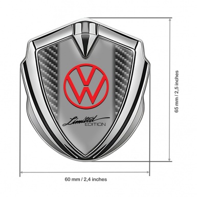 VW Emblem Trunk Badge Silver Dark Carbon Frame Limited Edition