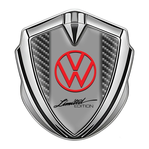 VW Emblem Trunk Badge Silver Dark Carbon Frame Limited Edition