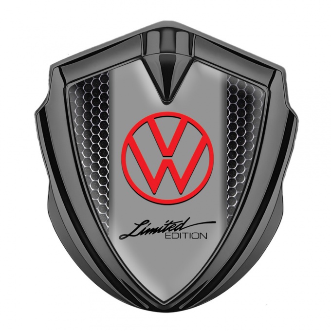 VW Emblem Self Adhesive Graphite Metal Texture Frame Limited Edition