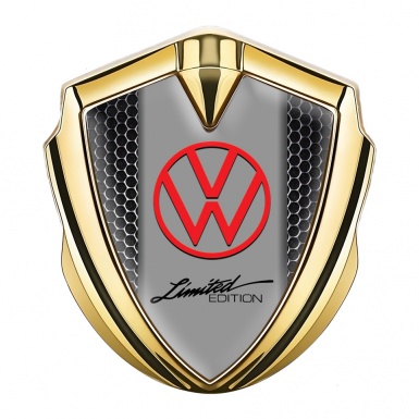 VW Emblem Self Adhesive Gold Metal Texture Frame Limited Edition