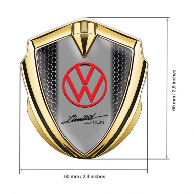 VW Emblem Self Adhesive Gold Metal Texture Frame Limited Edition