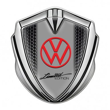 VW Emblem Self Adhesive Silver Metal Texture Frame Limited Edition